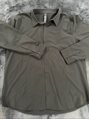 Lululemon Men’s Athletic Black Button-Up Oxford Shirt XXL